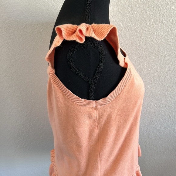 Loft Pointelle Ruffle Sweater Tank Top Orange Size Large - Picture 4 of 7